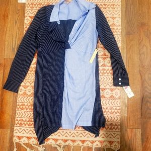 NWT Striped twist front shirt dress